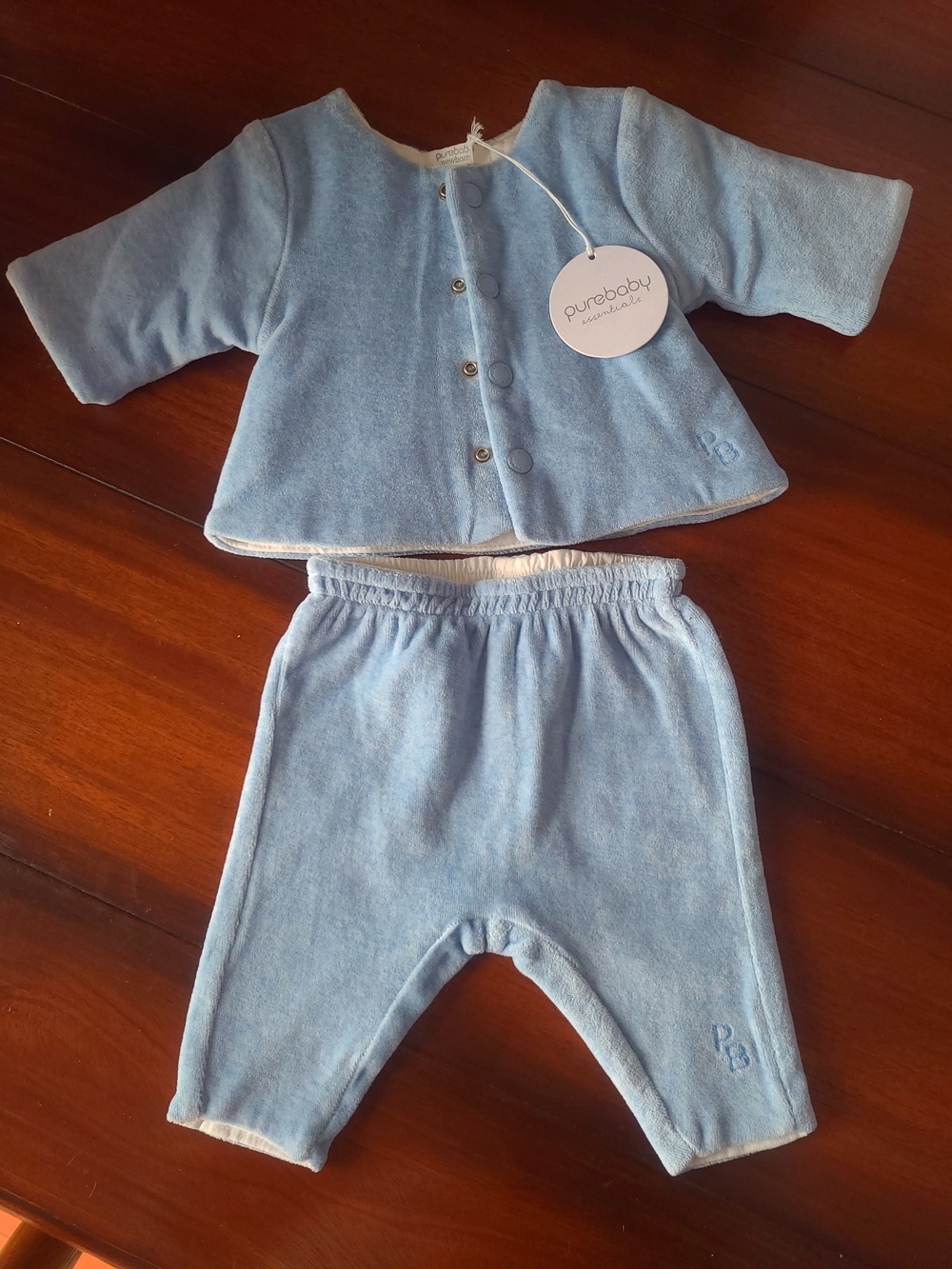 Purebaby Light Blue Baby Jacket & Pants Set